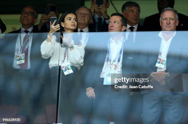 Lothar Matthaus and his wife Anastasia Klimko attend the 2018 FIFA World Cup Russia Semi Final match between England and Croatia at Luzhniki Stadium...