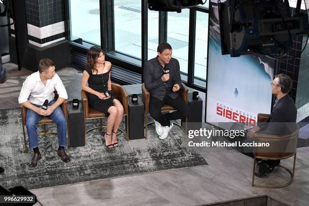 Actors Pasha D. Lychnikoff and Ana Ularu, and director Matthew Ross visit Build to discuss the film "Siberia" at Build Studio on July 11, 2018 in New...