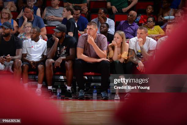Nikola Jokic of the the Denver Nuggets attends the game against the Milwaukee Bucks during the 2018 Las Vegas Summer League on July 9, 2018 at the...