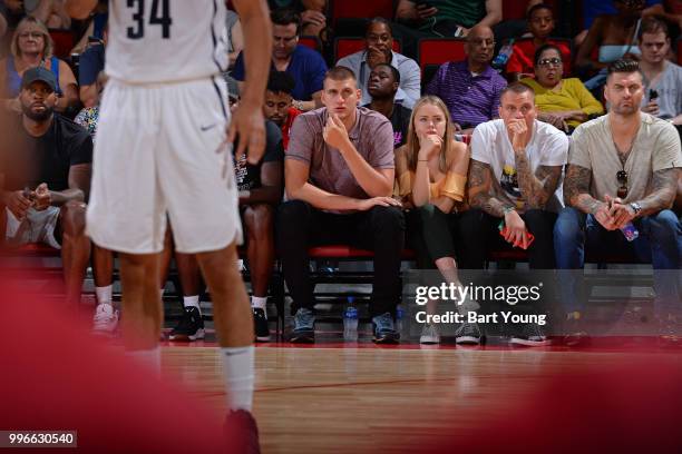 Nikola Jokic of the the Denver Nuggets attends the game against the Milwaukee Bucks during the 2018 Las Vegas Summer League on July 9, 2018 at the...