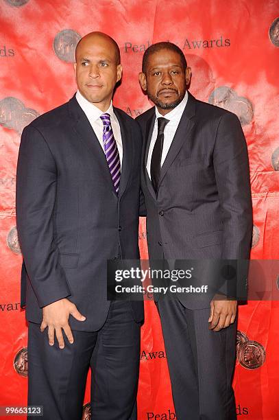 Newark, New Jersey Mayor Cory Booker and actor/producer Forest Whitaker attend the 69th Annual Peabody Awards at The Waldorf=Astoria on May 17, 2010...