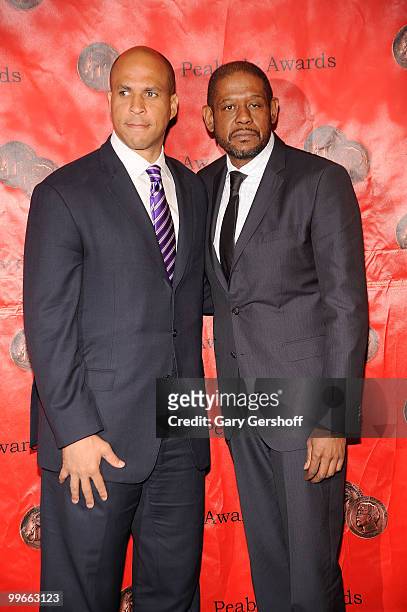 Newark, New Jersey Mayor Cory Booker and actor/producer Forest Whitaker attend the 69th Annual Peabody Awards at The Waldorf=Astoria on May 17, 2010...