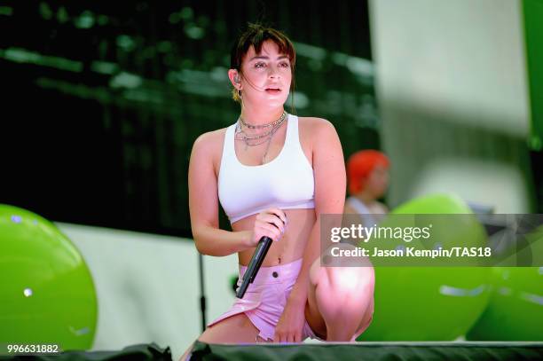 Charli XCX performs onstage during the Taylor Swift reputation Stadium Tour at FedExField on July 11, 2018 in Landover, Maryland.