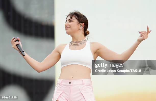 Charli XCX performs onstage during the Taylor Swift reputation Stadium Tour at FedExField on July 11, 2018 in Landover, Maryland.