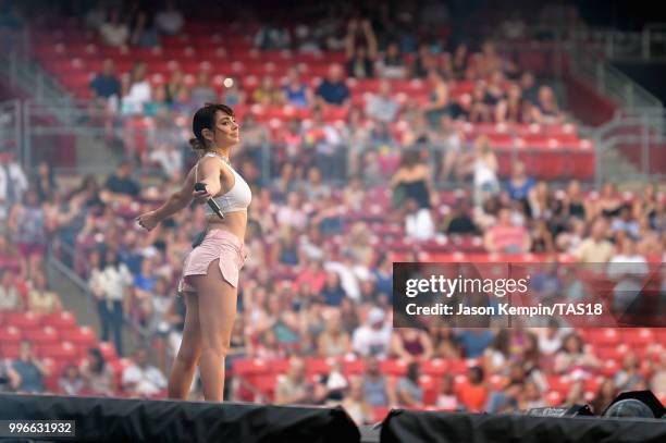 Charli XCX performs onstage during the Taylor Swift reputation Stadium Tour at FedExField on July 11, 2018 in Landover, Maryland.