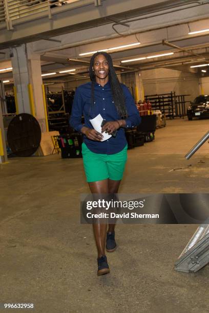 Sylvia Fowles of the Minnesota Lynx before the game against the Los Angeles Sparks on July 5, 2018 at Target Center in Minneapolis, Minnesota. NOTE...