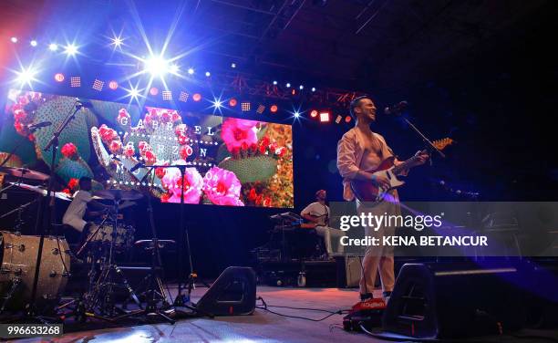 Musician Gabriel Garzon-Montano performs during a summer stage concert in Central Park on July 11, 2018 in New York City.