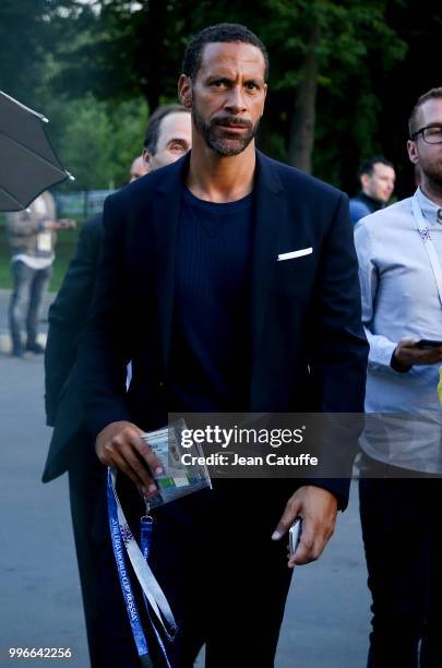 Rio Ferdinand attends the 2018 FIFA World Cup Russia Semi Final match between England and Croatia at Luzhniki Stadium on July 11, 2018 in Moscow,...