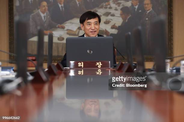 Lee Ju-yeol, governor of the Bank of Korea , attends a monetary policy meeting in Seoul, South Korea, on Thursday, July 12, 2018. BOK left its key...