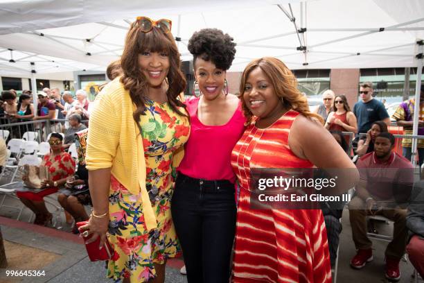 Kyn Whitley, Wendy Raquel Robinson and Sherri Shepherd pose for a photo as Niecy Nash is honored with a Star On The Hollywood Walk Of Fame on July...