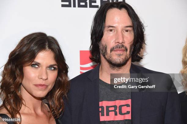 Actors Ana Ularu and Keanu Reeves attend the 'Siberia' New York premiere at The Metrograph on July 11, 2018 in New York City.