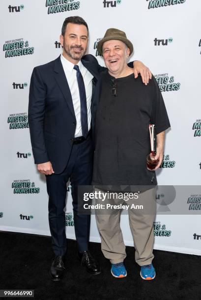 Jimmy Kimmel and Eddie Pepitone attend the premiere of truTV's "Bobcat Goldthwait's Misfits & Monsters" at Hollywood Roosevelt Hotel on July 11, 2018...