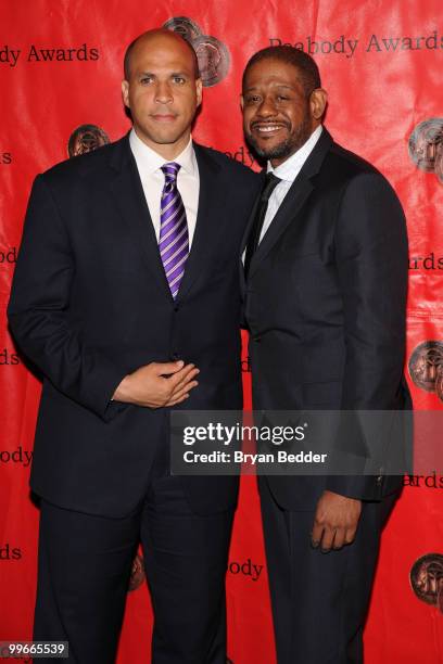 Mayor Cory Booker and actor and producer Forest Whitaker attend the 69th Annual Peabody Awards at The Waldorf=Astoria on May 17, 2010 in New York...