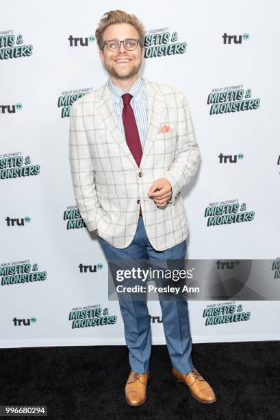 Adam Conover attends the premiere of truTV's "Bobcat Goldthwait's Misfits & Monsters" at Hollywood Roosevelt Hotel on July 11, 2018 in Hollywood,...