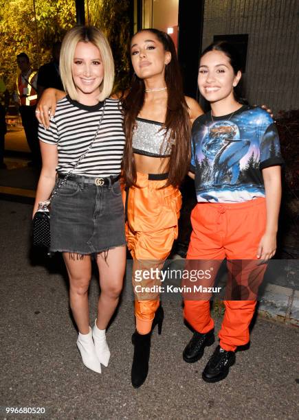 Ashley Tisdale, Ariana Grande, and Alessia Cara pose backstage at the Amazon Music Unboxing Prime Day event in Brooklyn on July 11, 2018 in Brooklyn,...