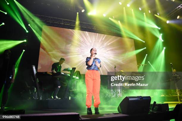 Alessia Cara performs onstage at the Amazon Music Unboxing Prime Day event on July 11, 2018 in Brooklyn, New York.