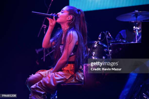 Ariana Grande performs onstage at the Amazon Music Unboxing Prime Day event on July 11, 2018 in Brooklyn, New York.