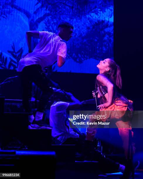 Ariana Grande performs onstage at the Amazon Music Unboxing Prime Day event on July 11, 2018 in Brooklyn, New York.