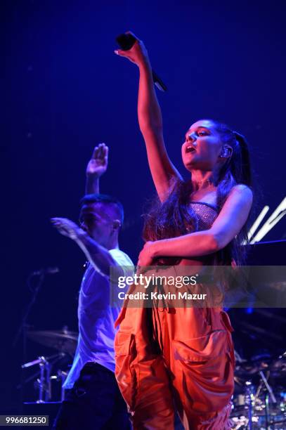 Ariana Grande performs onstage at the Amazon Music Unboxing Prime Day event on July 11, 2018 in Brooklyn, New York.