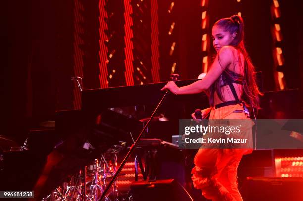Ariana Grande performs onstage at the Amazon Music Unboxing Prime Day event on July 11, 2018 in Brooklyn, New York.