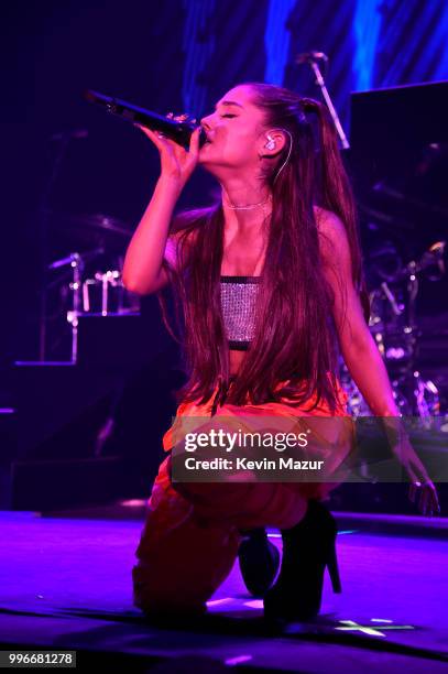 Ariana Grande performs onstage at the Amazon Music Unboxing Prime Day event on July 11, 2018 in Brooklyn, New York.