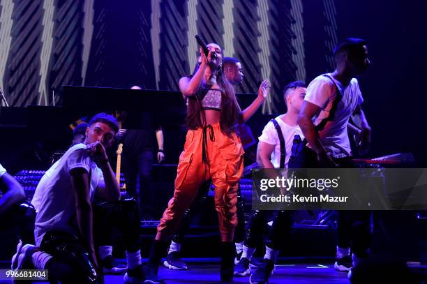 Ariana Grande performs onstage at the Amazon Music Unboxing Prime Day event on July 11, 2018 in Brooklyn, New York.