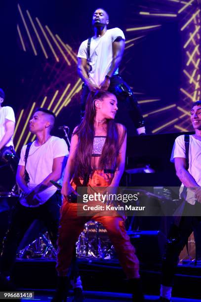 Ariana Grande performs onstage at the Amazon Music Unboxing Prime Day event on July 11, 2018 in Brooklyn, New York.