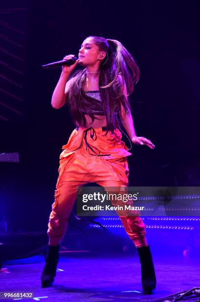 Ariana Grande performs onstage at the Amazon Music Unboxing Prime Day event on July 11, 2018 in Brooklyn, New York.