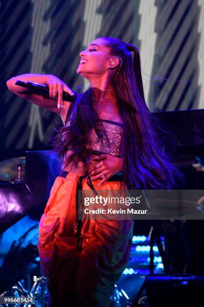 Ariana Grande performs onstage at the Amazon Music Unboxing Prime Day event on July 11, 2018 in Brooklyn, New York.