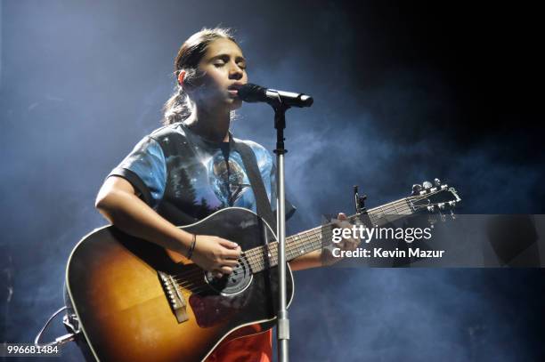 Alessia Cara performs onstage at the Amazon Music Unboxing Prime Day event on July 11, 2018 in Brooklyn, New York.