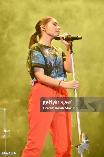 Alessia Cara performs onstage at the Amazon Music Unboxing Prime Day event on July 11, 2018 in Brooklyn, New York.