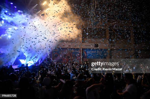 View of the crowd during the Amazon Music Unboxing Prime Day event on July 11, 2018 in Brooklyn, New York.