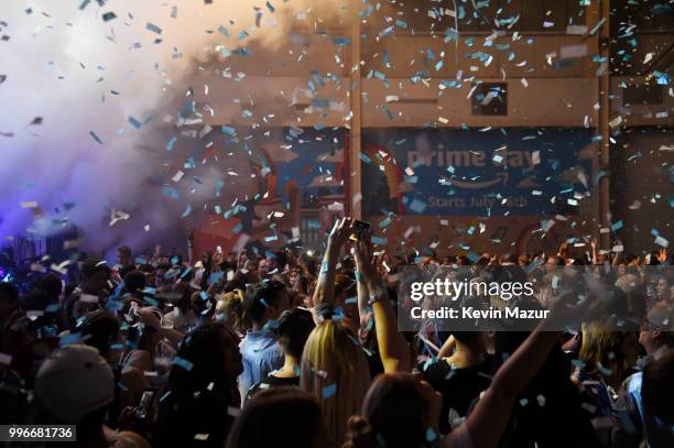 View of the crowd during the Amazon Music Unboxing Prime Day event on July 11, 2018 in Brooklyn, New York.