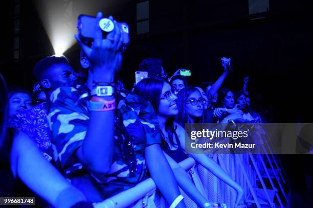 View of the crowd during the Amazon Music Unboxing Prime Day event on July 11, 2018 in Brooklyn, New York.