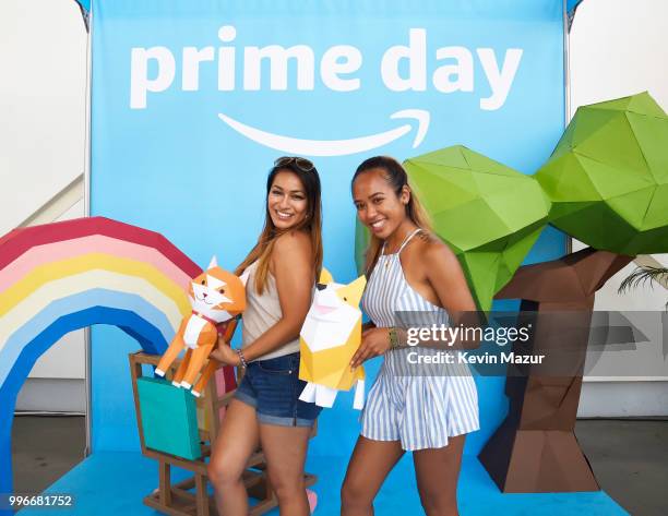 Guests pose during the Amazon Music Unboxing Prime Day event on July 11, 2018 in Brooklyn, New York.