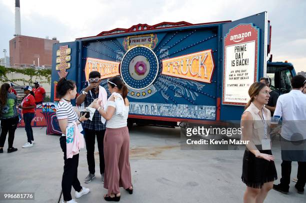 Guests attend the Amazon Music Unboxing Prime Day event on July 11, 2018 in Brooklyn, New York.