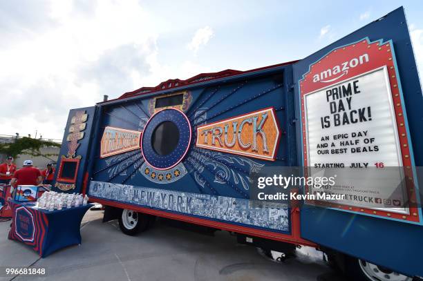 View of the atmosphere at the Amazon Music Unboxing Prime Day event on July 11, 2018 in Brooklyn, New York.