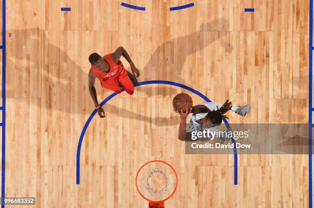 Emanuel Terry of the Denver Nuggets dunks the ball against the Toronto Raptors during the 2018 Las Vegas Summer League on July 11, 2018 at the Cox...