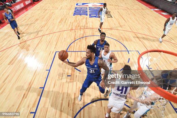 Tokoto of Golden State Warriors handles the ball against the Charlotte Hornets during the 2018 Las Vegas Summer League on July 11, 2018 at the Thomas...