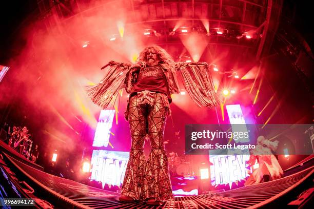 Rob Zombie performs during the Twins Of Evil - The Second Coming Tour Opener at DTE Energy Music Theater on July 11, 2018 in Clarkston, Michigan.