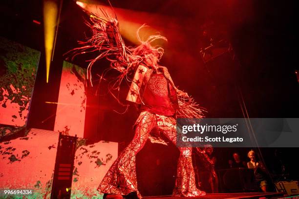 Rob Zombie performs during the Twins Of Evil - The Second Coming Tour Opener at DTE Energy Music Theater on July 11, 2018 in Clarkston, Michigan.