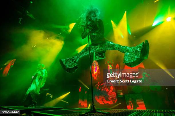 John 5 and Rob Zombie performs during the Twins Of Evil - The Second Coming Tour Opener at DTE Energy Music Theater on July 11, 2018 in Clarkston,...