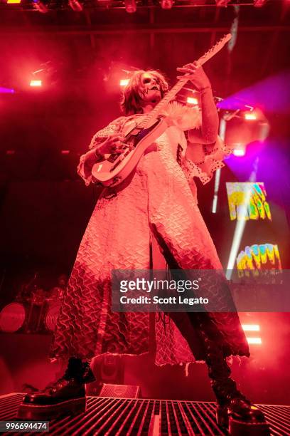 John 5 of Rob Zombie performs during the Twins Of Evil - The Second Coming Tour Opener at DTE Energy Music Theater on July 11, 2018 in Clarkston,...