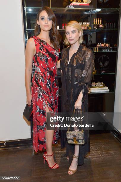 Emmy Rossum and Emma Roberts attend Beats by Dre for VIOLET GREY Party on July 11, 2018 in Los Angeles, California.