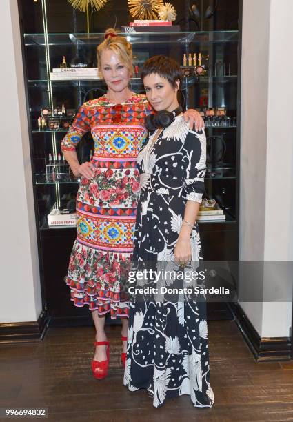 Melanie Griffith and Founder of VIOLET GREY Cassandra Grey attend Beats by Dre for VIOLET GREY Party on July 11, 2018 in Los Angeles, California.