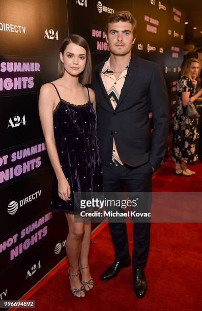 Actors Maia Mitchell and Alex Roe attend the Los Angeles Special Screening of "Hot Summer Nights" on July 11, 2018 in Los Angeles, California.