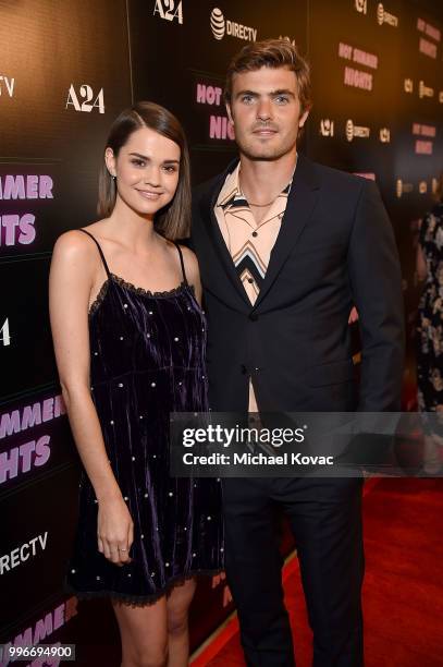 Actors Maia Mitchell and Alex Roe attend the Los Angeles Special Screening of "Hot Summer Nights" on July 11, 2018 in Los Angeles, California.