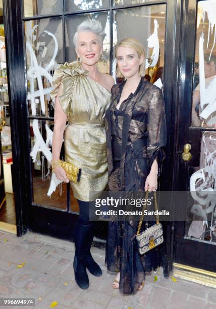 Maye Musk and Emma Roberts attend Beats by Dre for VIOLET GREY Party on July 11, 2018 in Los Angeles, California.