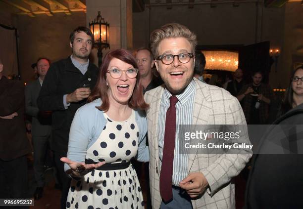 Kate Flannery and Adam Conover attend Bobcat Goldthwait's Misfits & Monsters Premiere Event at The Hollywood Roosevelt Hotel on July 11, 2018 in...
