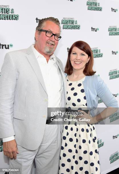 Chris Haston and Kate Flannery attend Bobcat Goldthwait's Misfits & Monsters Premiere Event at The Hollywood Roosevelt Hotel on July 11, 2018 in...